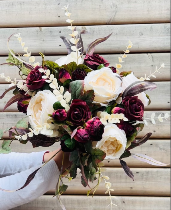 Burgundy Cream Faux Real Touch Autumn Bridal Bouquet Wedding Bouquet Silk Wedding Bouquet Etsy