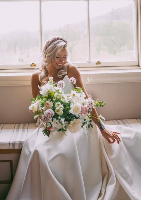 Custom wedding bouquet ivory and dusky pink