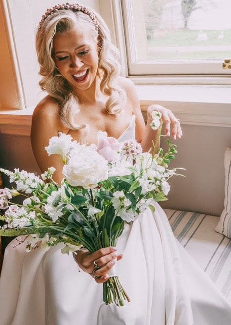 Custom bridal bouquet using real touch wedding flowers