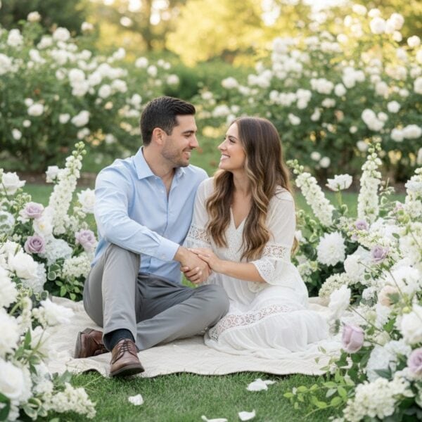Helena flower meadow rental in an engagement photography shoot