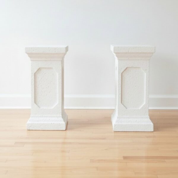Helena cream pedestal rental for weddings – elegant white stands for floral urns or ceremony displays